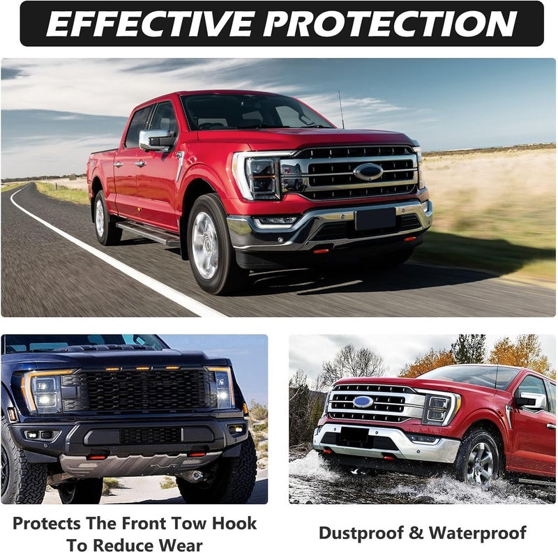 TECHPICCO Tow Hooks Covers for Ford F150 2004-2026 Bronco Base/Big Bend/Outer Banks 2021-2026 Compatible with Toyota Tundra Accessories 2017-2021 (Red) - Image 5